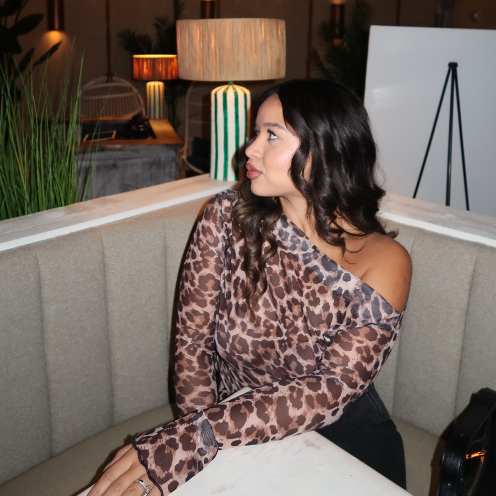 SHEIN Leopard Print Off-Shoulder Top